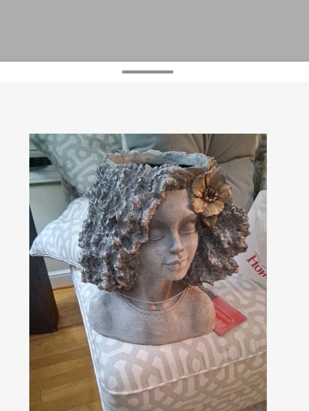 Girl Face Head Planter Female Flower Pot Butterflies 13in